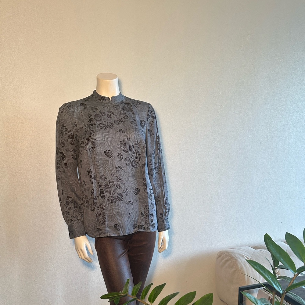 REISS Sarah Abstract Floral Printed Pleated Blouse – Size 4 EUC